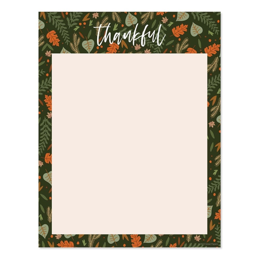 Thanksgiving Holiday Letterhead / 50 Sheets / 8.5″ x 11″ Festive Thankful Aut…