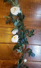 Designer Trellis Ivory/Pale Pink Rose Floral Greenery Garland Wedding Decor 5 Ft