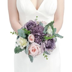 Rinlong 9″ Wedding Bouquet for Bride Bridal Bridesmaid Artificial Flowers Pas…