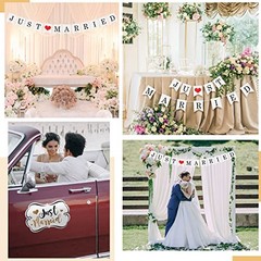 4 Sets Just Married Car Decorations Ornate Magnets 12 x 7.5, Wedding Day Car