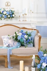 13″ Artificial Silk Wedding Bouquet for Bride – Provence Blue Floral Arrangement