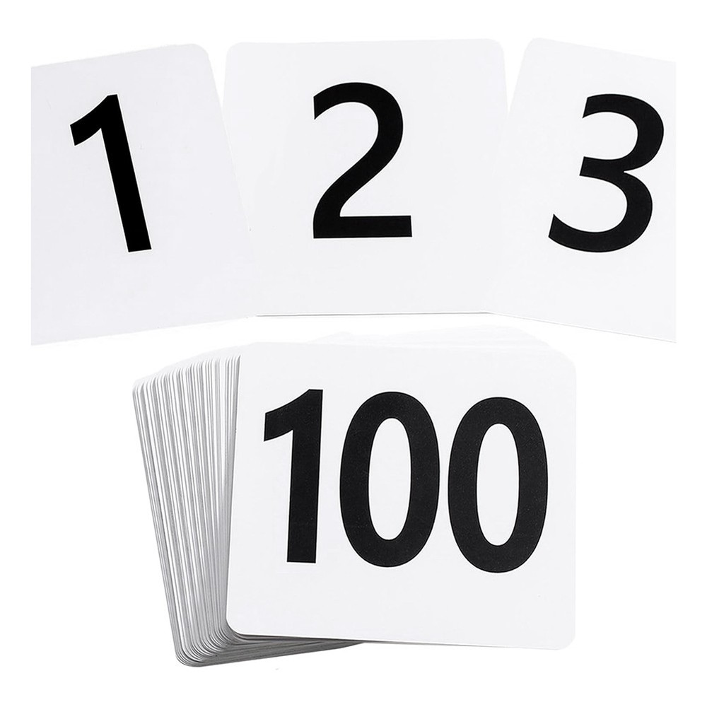100Pcs Table Numbers 1-100,Plastic Table Numbers, Sided Table Number Cards8661