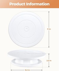 11 Inch Rotating Cake Turntable for Decorating and Display with Smooth Rotation