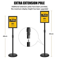Upgraded Adjustable Sign Stand for Display, Pedestal Floor Signage Stand Hold…