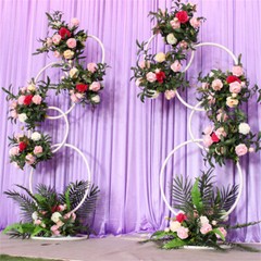 2x Detachable Tall Metal Balloon Arch Kit Wedding Backdrop Stand 8 Circle Frames