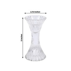 2 Clear 5 in Hour Glass Reversible Pillar and Taper CANDLE HOLDERS Party Events