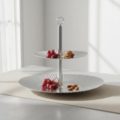 2 Tier Fruit Tray Modern Design Home Storage Space Saving for Dining Table