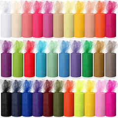 32 Colors Tulle Rolls Tulle Fabric 6 Inches by 25 Yards Rainbow Ribbon Netting N