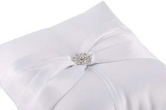 7.8″ Satin Artificial Diamond Decoration Wedding Ring Bearer Pillow White