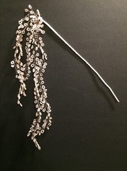 Bugle Beaded Leaf Petal Spray Picks, Floral Accent, Bridal, Wedding Clear/White