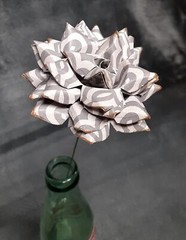 Handmade Paper Flower on stem (Gray Pattern No.3) for Wedding, St. Valentine’s
