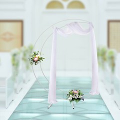 7ft White Metal Crescent Moon Wedding Arch Stand Curved Flower Balloon Frame