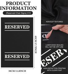 10 Pcs Microfiber Suede Reserved Chair Signs Cloth Church Placeholder Reserved P