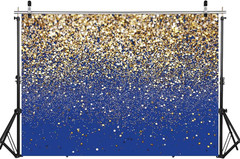 7x5ft Royal Blue Glitter Backdrop Birthday Gold Spots Bokeh Wedding Prom Graduat