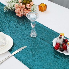 Eternal Beauty Teal Table Runner for Wedding, 2PCS-12×72 Sequin Table Runner …