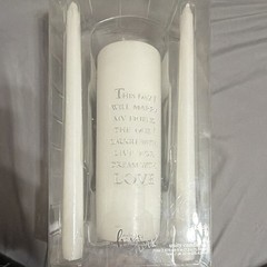 Studio His & Hers Wedding Unity Candle Set, White Pillar & 2 Tapers (3 Pack)