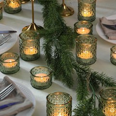 24 Green Glass Votive Tealight Candle Holders for Wedding Party Decor