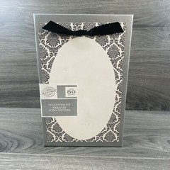 Gartner 50 Count Wedding Engagement Invitation Kit Black & White Oval Damask New