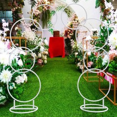 2pcs Half Moon White Metal Wedding Flower Display Frame Arch Backdrop Stand Deco