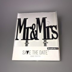 Mr. & Mrs. Wedding Cake Topper Silver Mirrored Modern Simple New