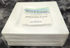 40 White 8″ Square Plastic Appetizer Plates Designer Party Tableware NEW