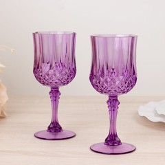 PURPLE 6 Plastic 8 oz Crystal Cut Goblets WINE GLASSES Party Events Decorations