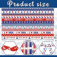 12 Rolls Patriotic Ribbon for Wrapping Gifts, Grosgrain 4th of Blue,Red,White