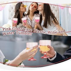 16 Pack Plastic Wine Glasses 7.5 oz Wine Glass with Stem Reusable Unbreakable