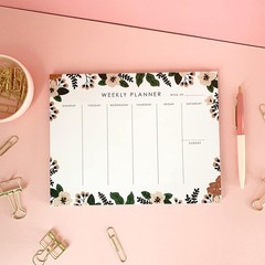 Weekly Planner Notepad – 9×7” inches, 52 tear off sheets – Undated Desk Pl