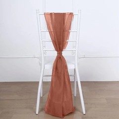 5 Terracotta Premium Chiffon Wide CHAIR SASHES Wedding Reception Decorations