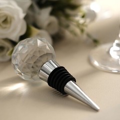 SILVER CLEAR Crystal Glass Ball Metal Wine BOTTLE STOPPER Wedding Favor Party