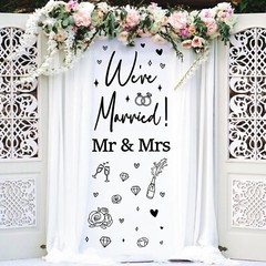 Wedding Sign Party Decals for Backdrop Wedding Party Decorations We’re Marrie…