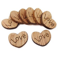 Honbay 300PCS Tiny Wooden Love Hearts Confetti Rustic Heart Wedding Table Scatte