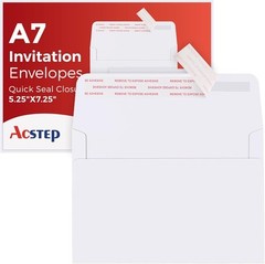 ACSTEP 50PACK 5 X 7 Envelopes, White A7 A7(5 1/4 x 7 1/4) 50 PCS,