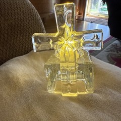Clear Glass Cross Votive Tea Light Candle Holder With Candle