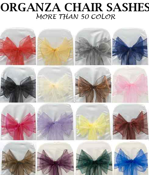 25/50/100/125/150/200 – Organza Chair Sashes Cover Bows wedding party -Free Ship