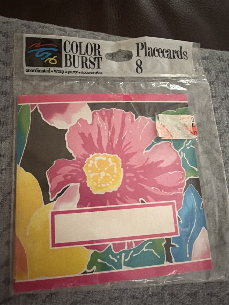 Color Burst 4”x4” Floral PLACE CARDS – 8 ct NIP