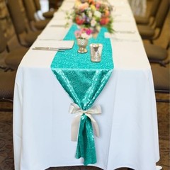 Sequin Table Runner 12×108 2pcs Glitter Runner Wedding 12×108″ x2pcs Teal