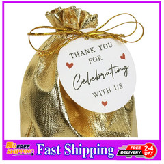 100 Pack Gold Organza Drawstring Bags 5×7 Jewelry Gift Pouches with Tags