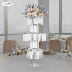 2 PCS 110 cm/43.3 in Tall Crystal Wedding Flower Stand Vase for Party Decor