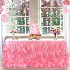 Luxury Organza Mesh Table Skirt Draping Floating Romance – Watermelon Red-6ft