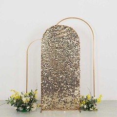 6 ft CHAMPAGNE Big Payette Sequin Fitted Round Top Wedding Arch STAND COVER