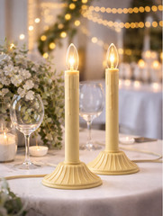 Electric Window Candles, 2 Pack Christmas Candle Lights with 4 1 Light Clear