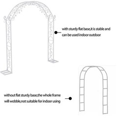 7.87 ft Tall White Metal Wedding Arch – Floral Backdrop Stand for Ceremony Party