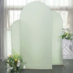 Set of 3 Sage Green Spandex Arch Covers Fitted Round Backdrop Stand Decor