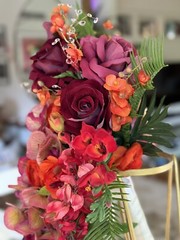 36”L Wedding Bouquet Large Cascade Real Feel Faux Flower Orchid Paradise Red