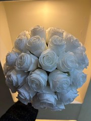 Luxury Silk White Rose Wedding Bouquet – Artificial Flowers With Crystal Handle