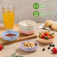 Mini Wheat Straw Dip Bowls 6 Pack 4.5 OZ Small Sauce Bowls Unbreakable Pinch Bow