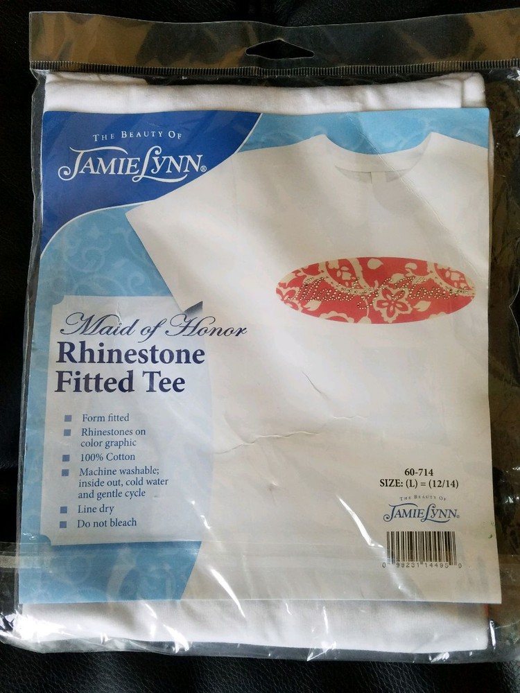 The Beauty Of Jamie Lynn Maid of Honor Rhinestone Fitted Tee Woman Size Large