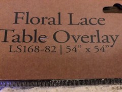 New in Original Packaging Floral Lace Table Overlay Ivory 54″ x 54″ Item LS16882
